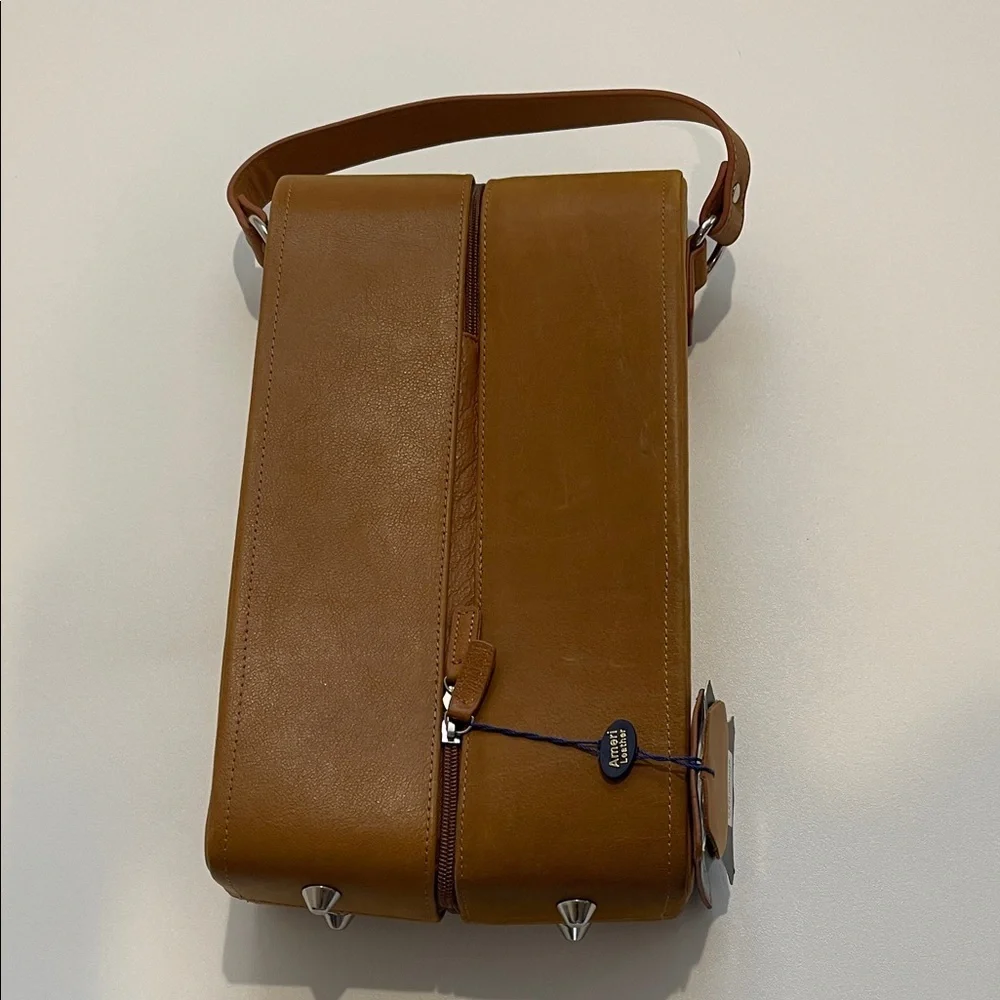 Ameri Leather Tan Leather Wine Travel Bag
